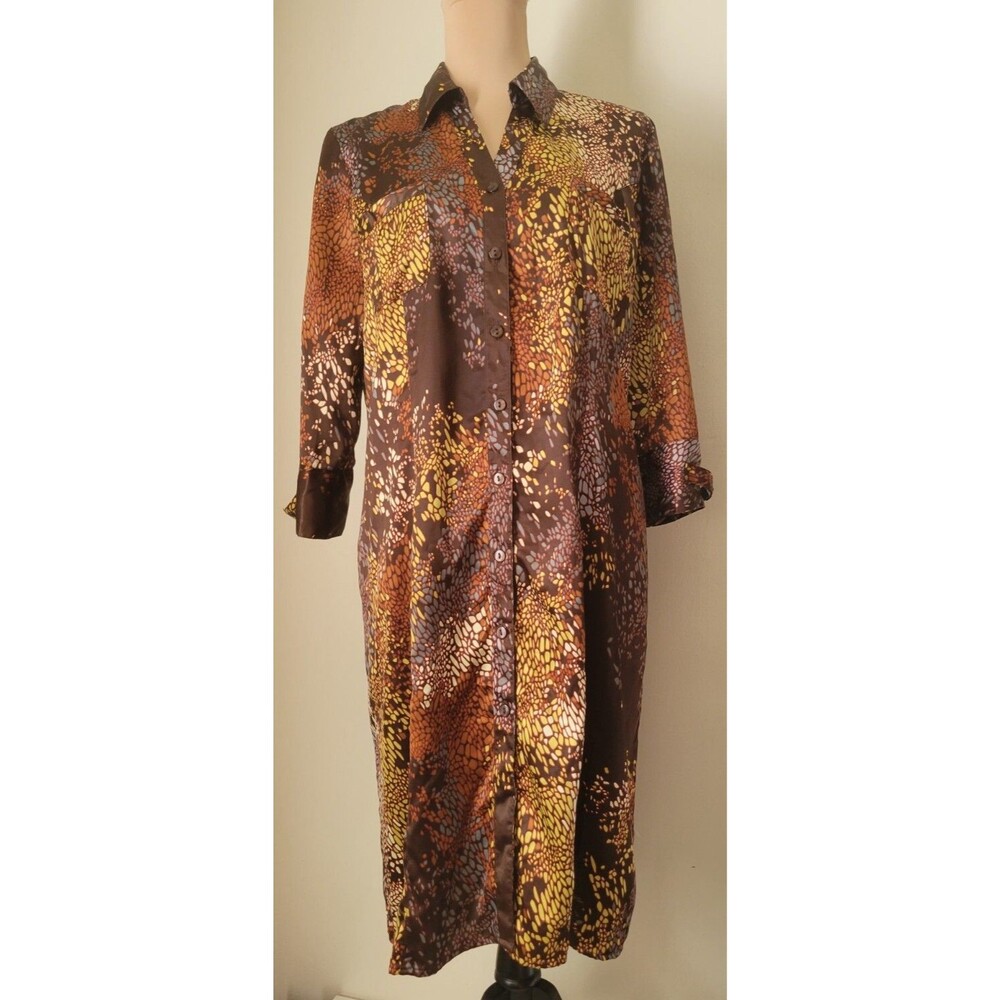 Unique Spectrum Stretch Floral Kimono Blouse Button Up Dress Size 16